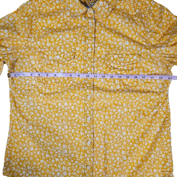 St John's Bay Womens Long Sleeve Button Up Shirt, Yellow/White Floral, Medium - Picture 9 of 12